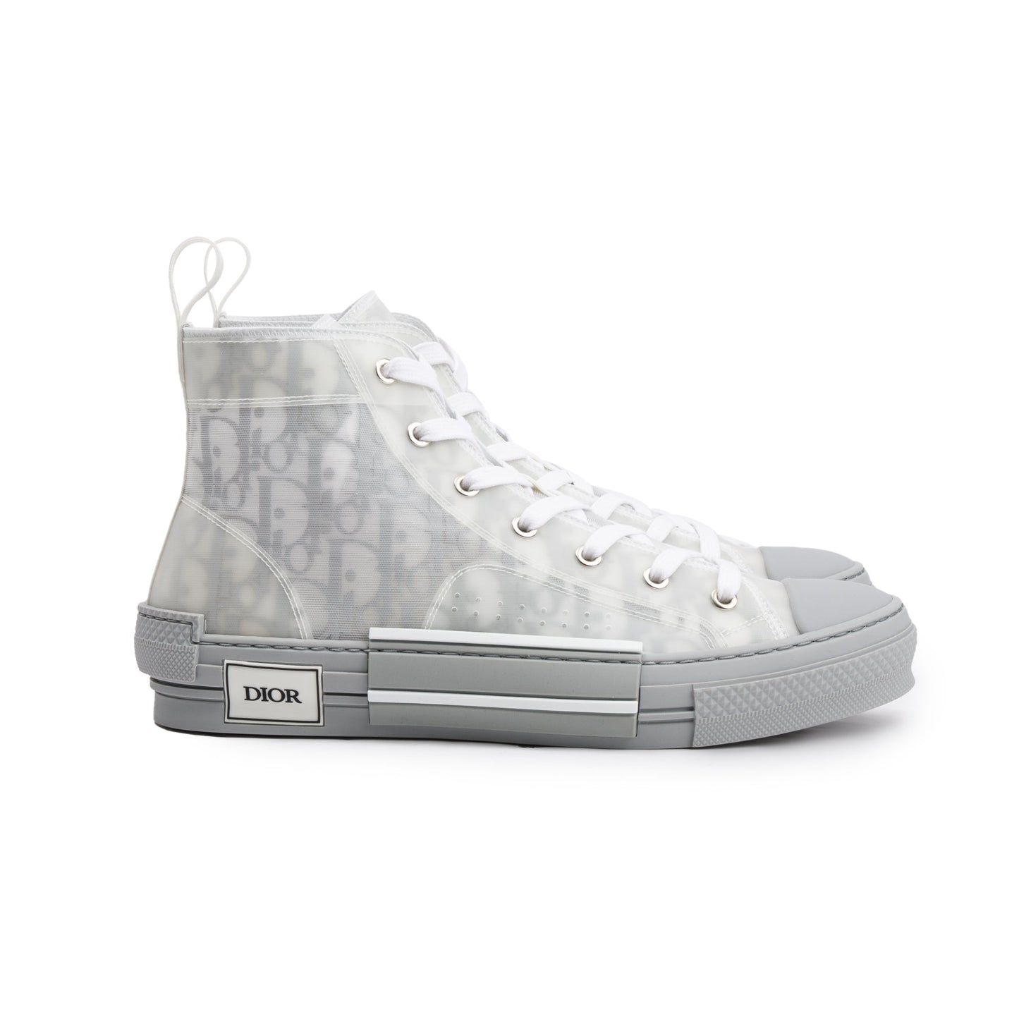 Christian Dior White/Grey Oblique Transparent Canvas B23 High-Top Sneakers, Size 41