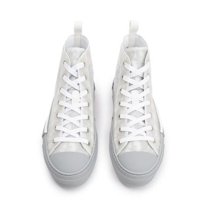 Christian Dior White/Grey Oblique Transparent Canvas B23 High-Top Sneakers, Size 41