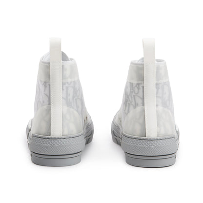 Christian Dior White/Grey Oblique Transparent Canvas B23 High-Top Sneakers, Size 41