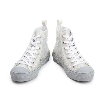 Christian Dior White/Grey Oblique Transparent Canvas B23 High-Top Sneakers, Size 41