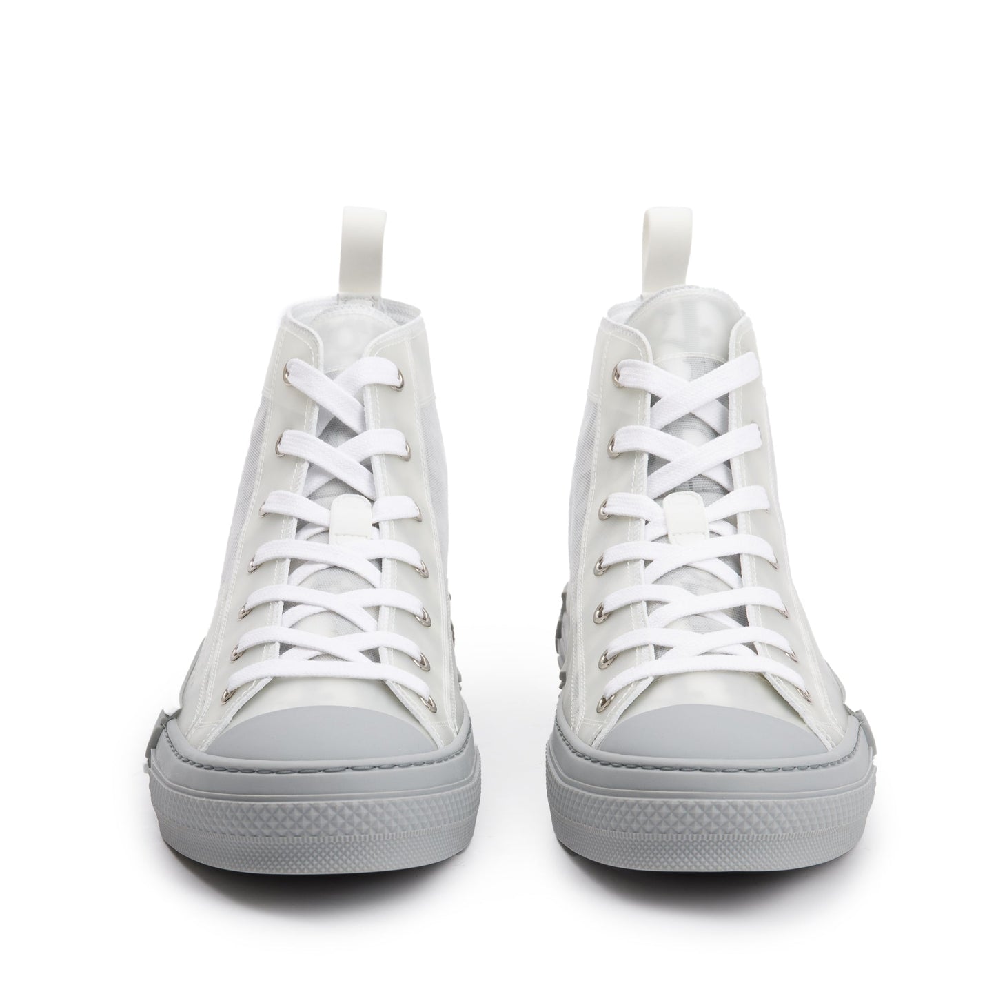 Christian Dior White/Grey Oblique Transparent Canvas B23 High-Top Sneakers, Size 41