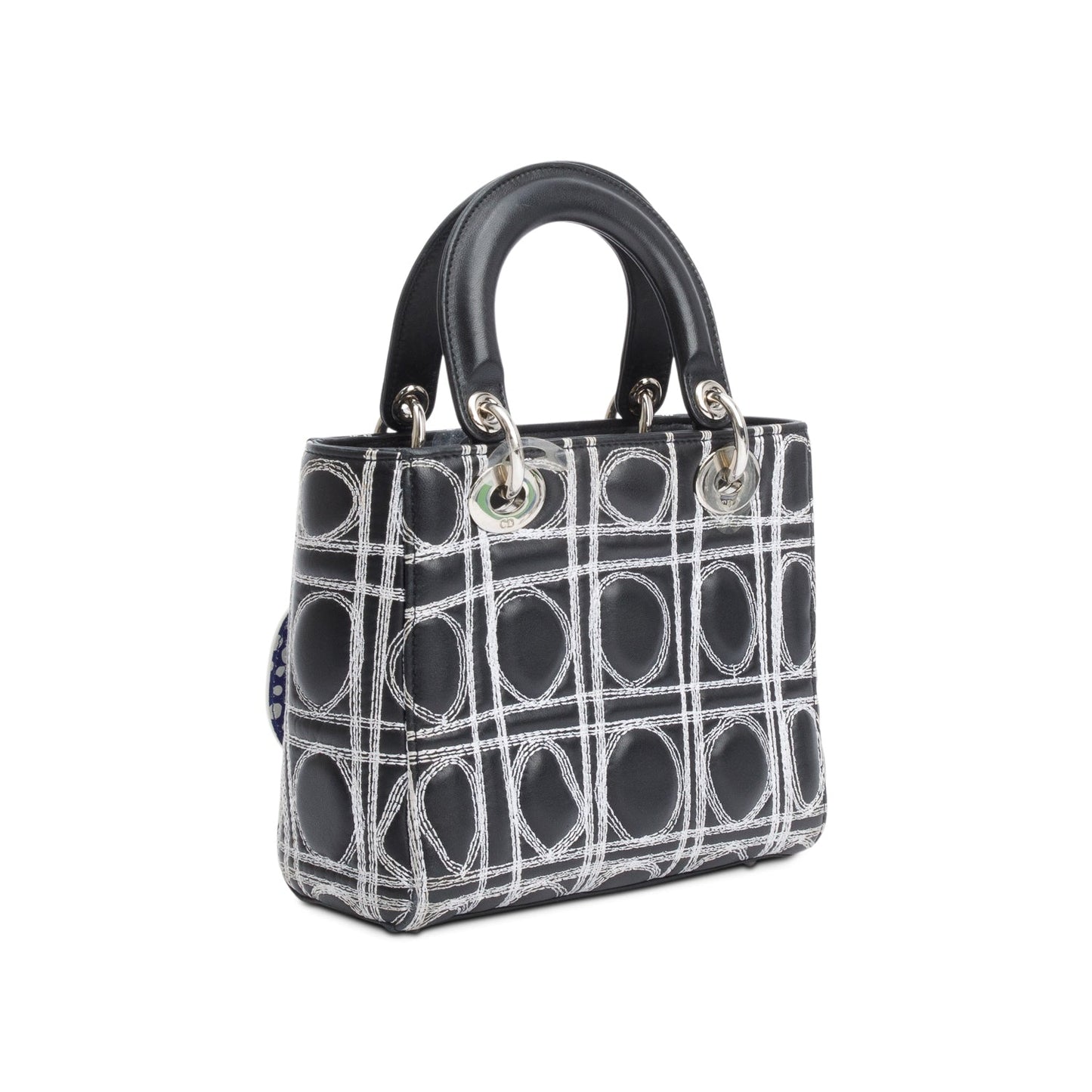 Christian Dior X Daniel Gordon Black Cannage Lambskin Leather Small Lady Dior Art Bag