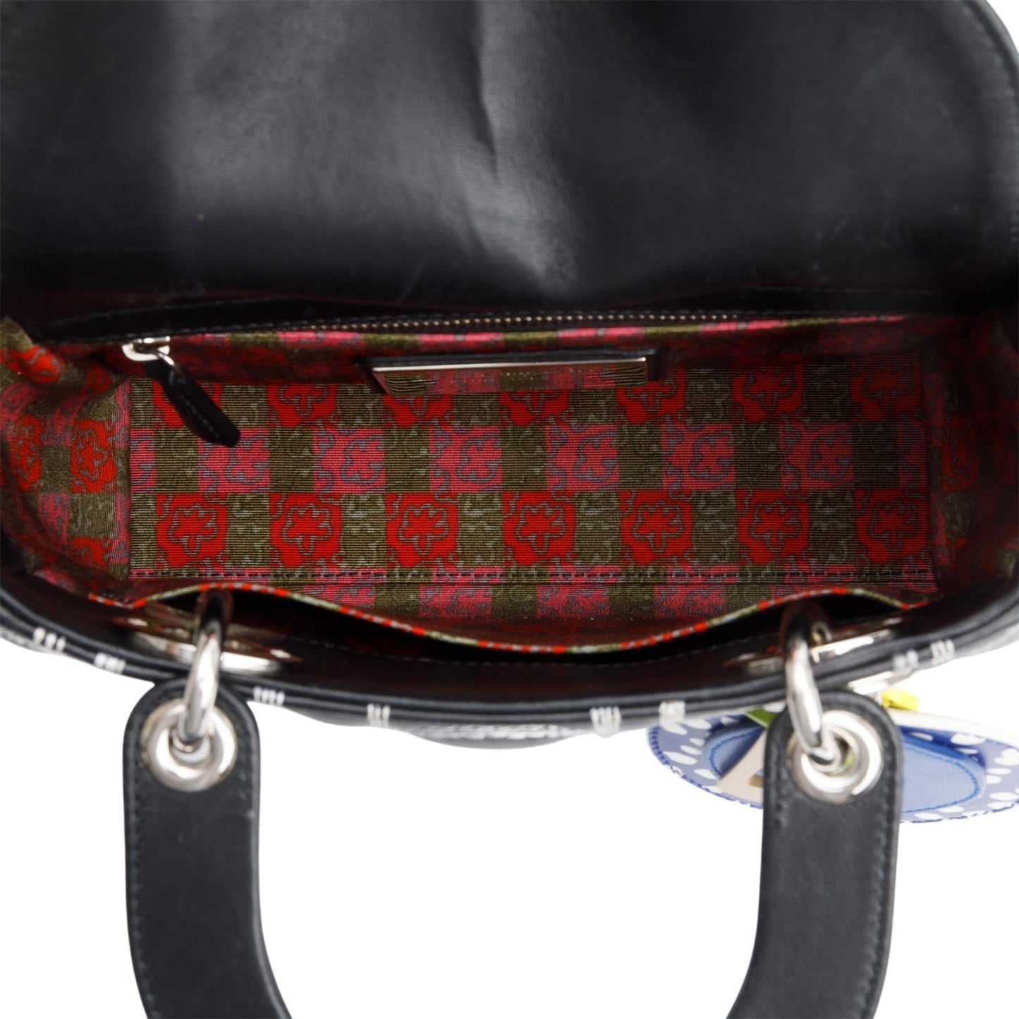 Christian Dior X Daniel Gordon Black Cannage Lambskin Leather Small Lady Dior Art Bag