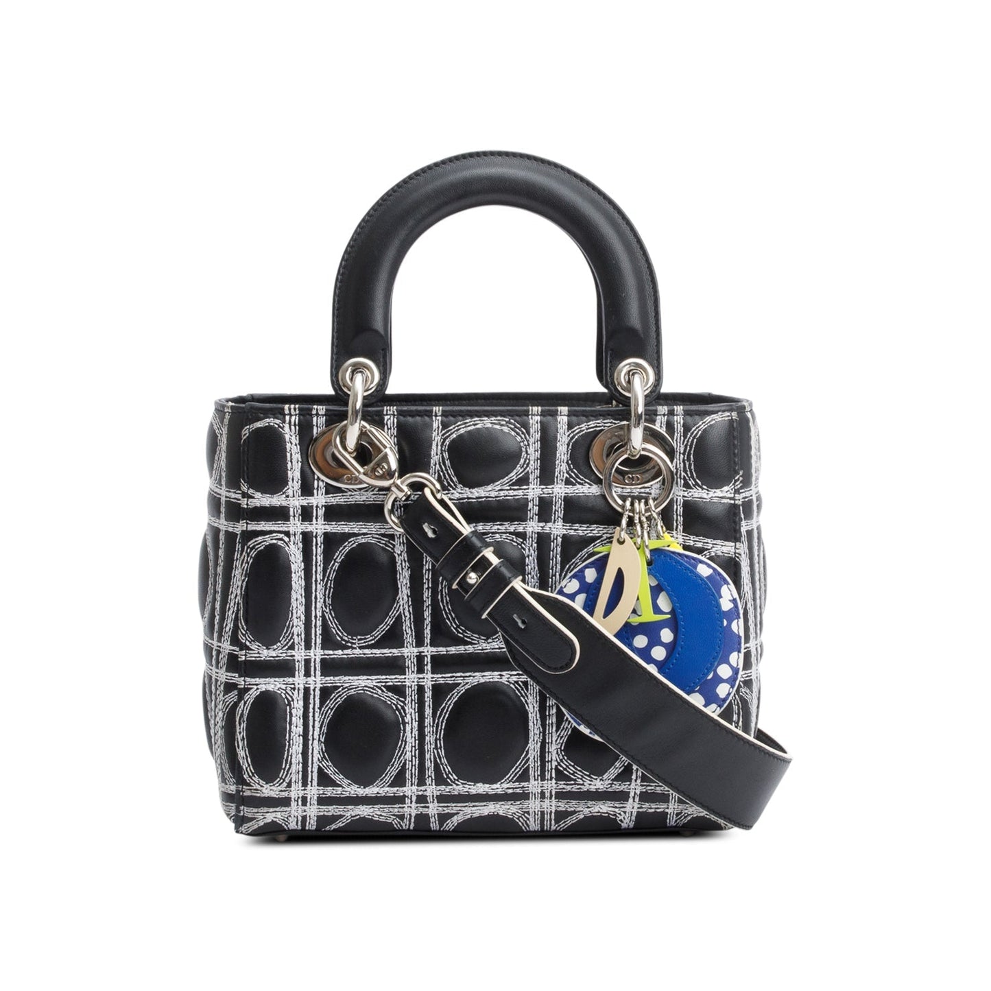 Christian Dior X Daniel Gordon Black Cannage Lambskin Leather Small Lady Dior Art Bag