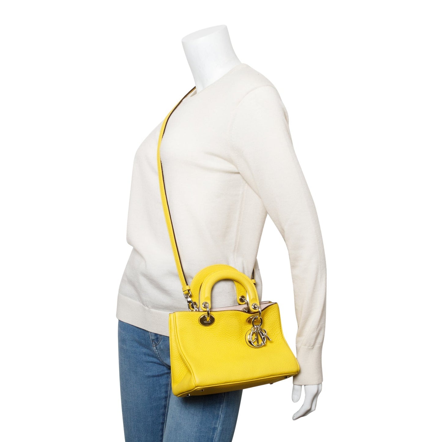 Christian Dior Yellow Calfskin Leather Mini Diorissimo Tote