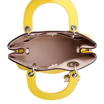 Christian Dior Yellow Calfskin Leather Mini Diorissimo Tote