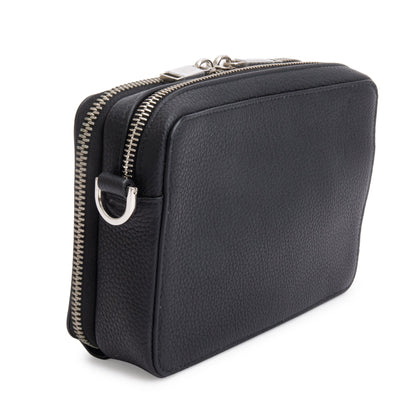 Christian Dior x Shawn Stussy Black Calfskin Leather Double Zip Crossbody Bag