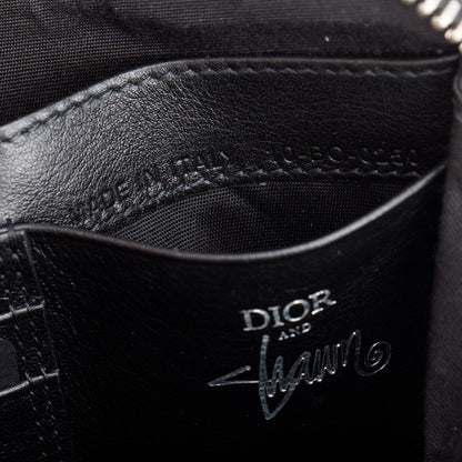 Christian Dior x Shawn Stussy Black Calfskin Leather Double Zip Crossbody Bag