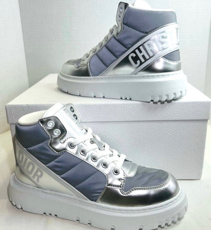 CHRISTIAN DIOR METALLIC HIGH-TOP D-PLAYER SNEAKERS