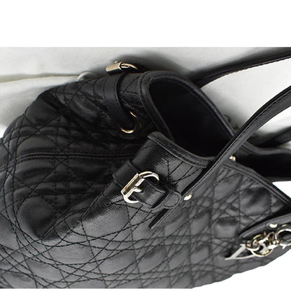 CHRISTIAN DIOR Panarea Quilted Cannage Rosato Canvas Tote Bag Black