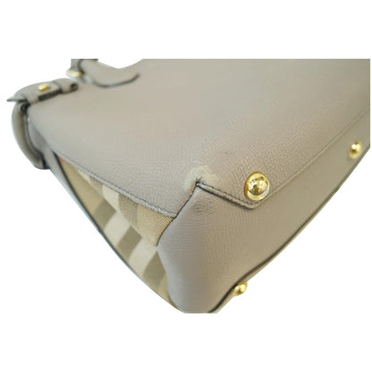 BURBERRY House Check Medium Banner Tote Bag Taupe