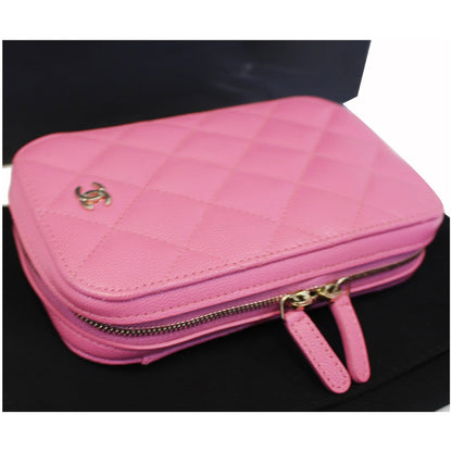 CHANEL Wallet On Chain WOC Caviar Leather Phone Holder Pink