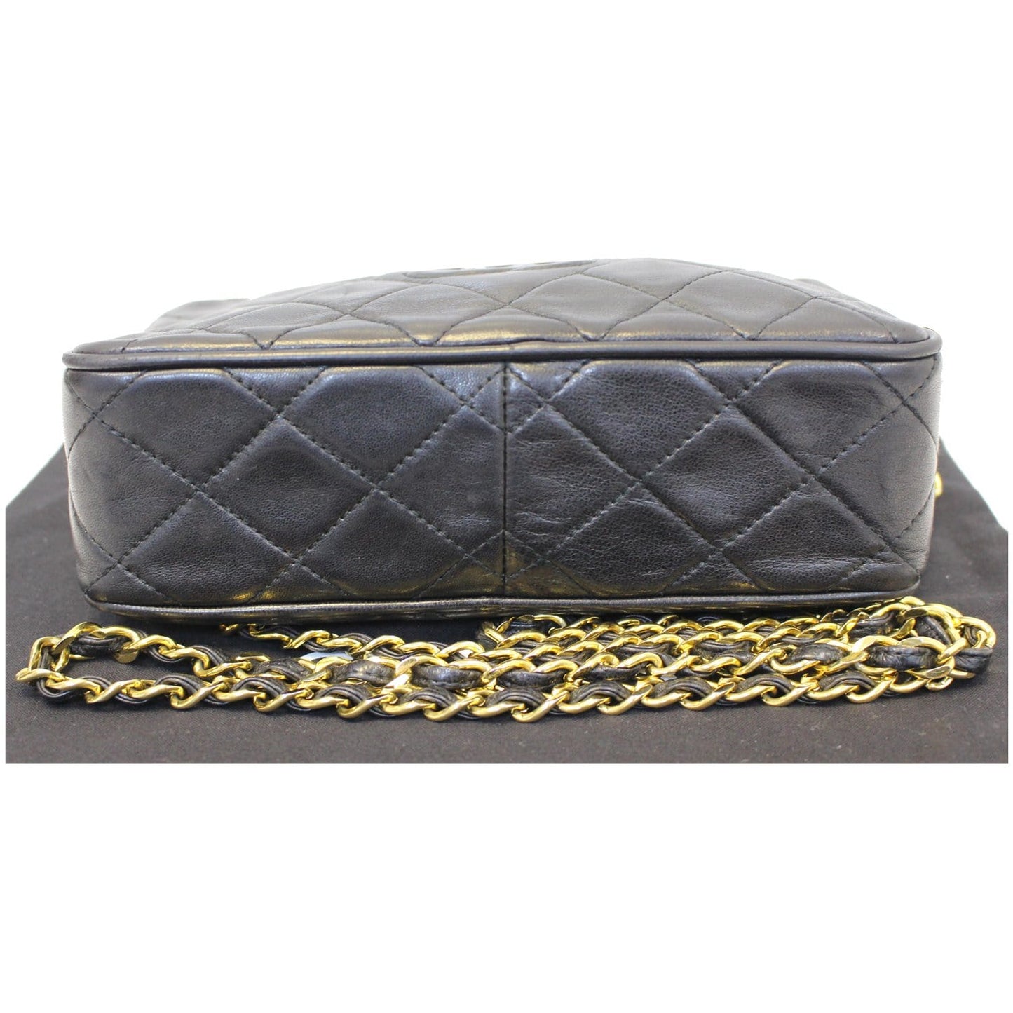 CHANEL Camera Tassel Lambskin Leather Shoulder Bag Black