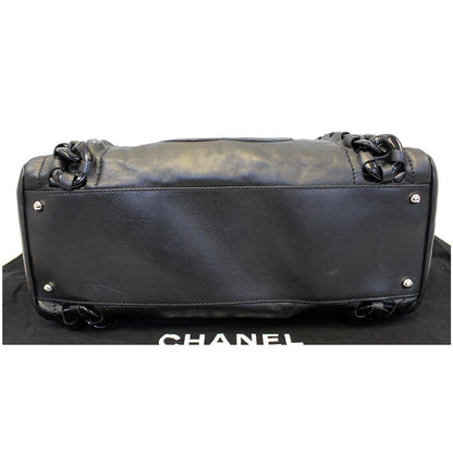 CHANEL Calfskin Rhodoid Modern Chain East West Tote Black