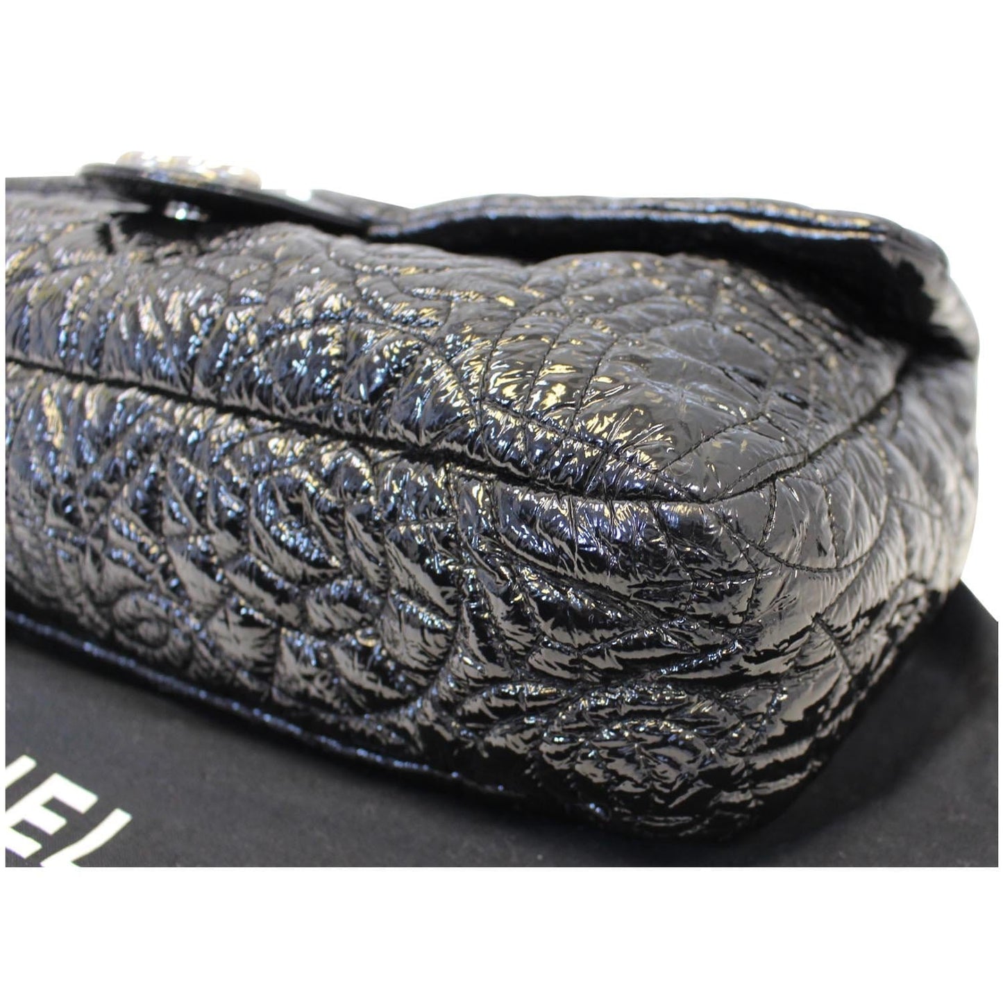 CHANEL Quilted Pattern Jumbo Single Flap Bag Black