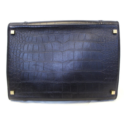 CELINE Medium Phantom Luggage Croc Stamped Embossed Leather Tote Bag Black