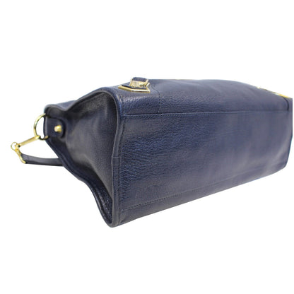 BALENCIAGA Metallic Edge City Leather Shoulder Bag Navy Blue - Last Call