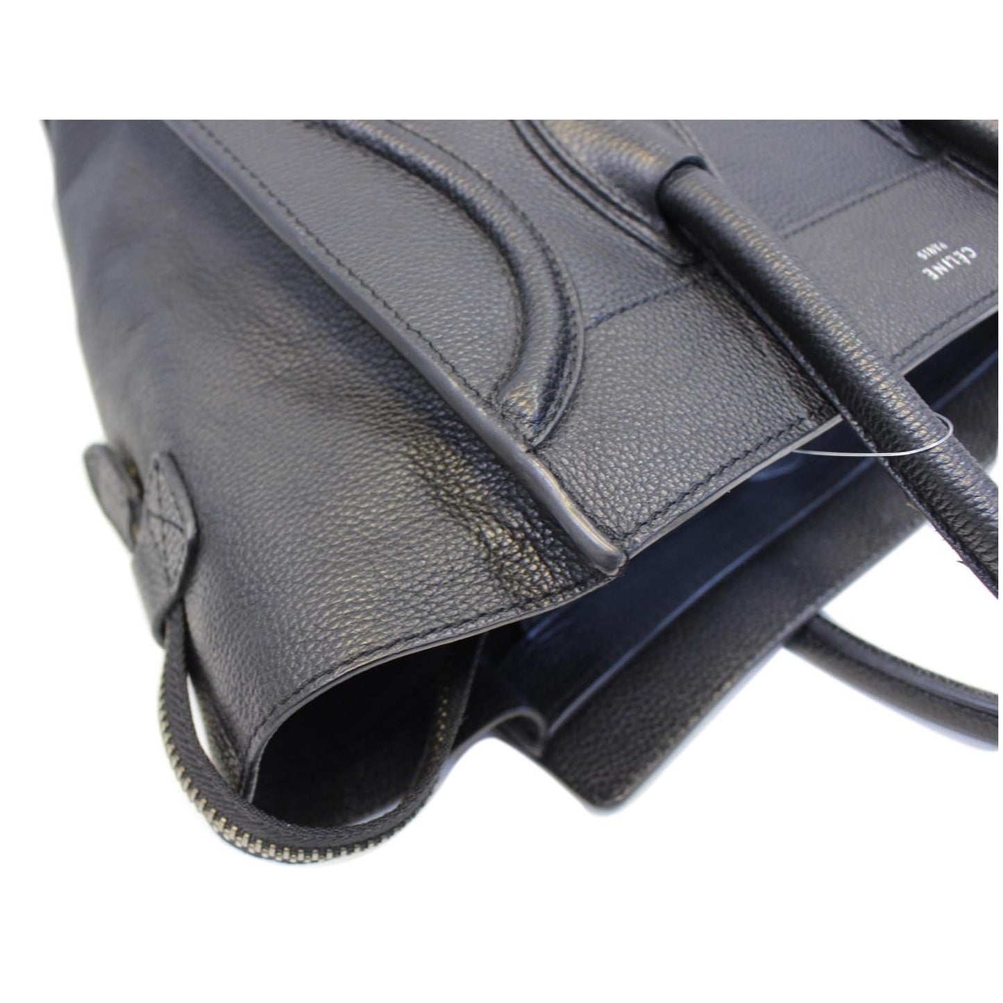 CELINE Black Leather Mini Luggage Tote Bag