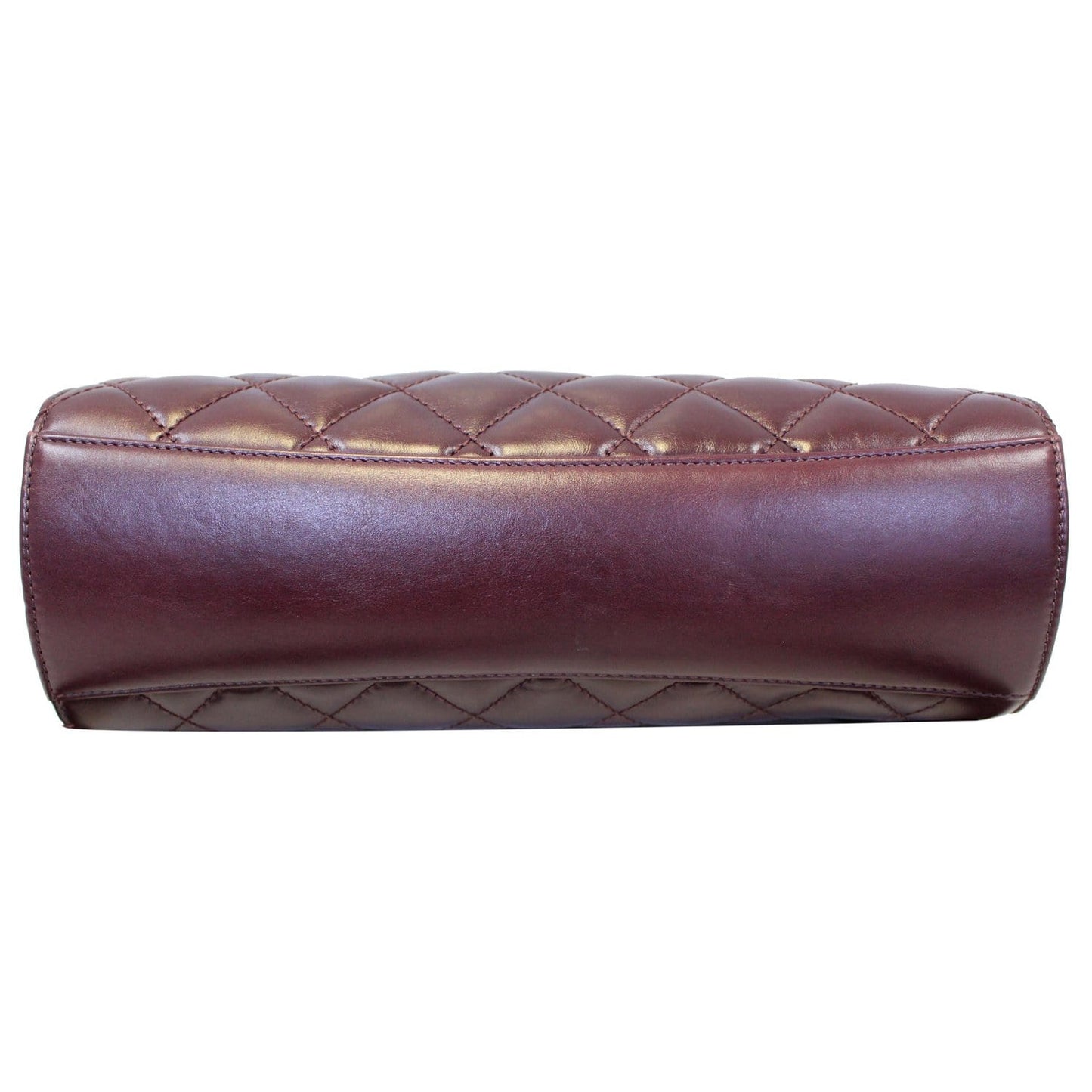 CHANEL Quilted Sheepskin Flap Bag With Handle Shoulder Bag Burgundy