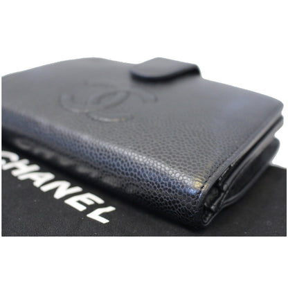 CHANEL CC Caviar Leather Bifold Wallet Black