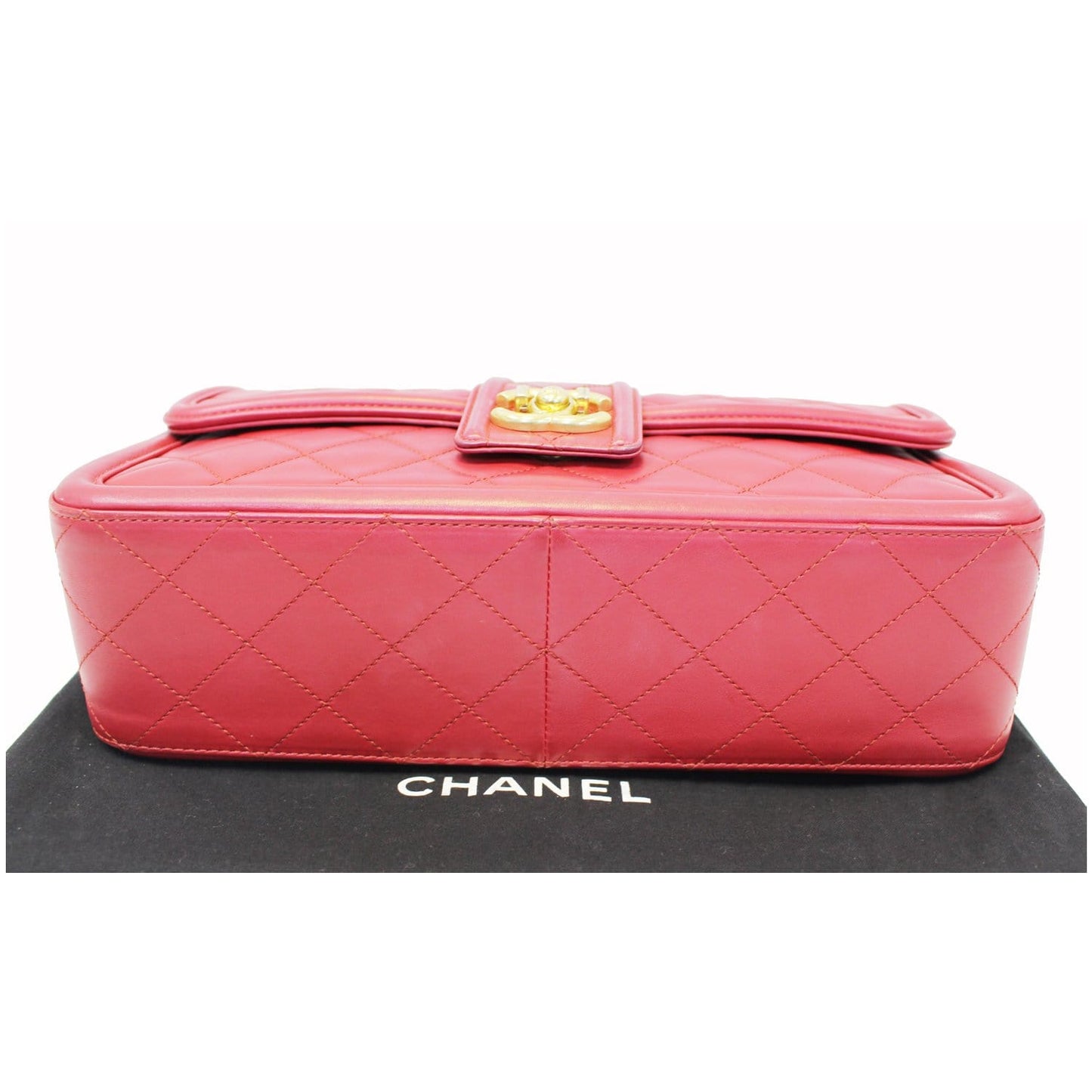 CHANEL Large Elegant CC Flap Calfskin Leather Shoulder Bag Red
