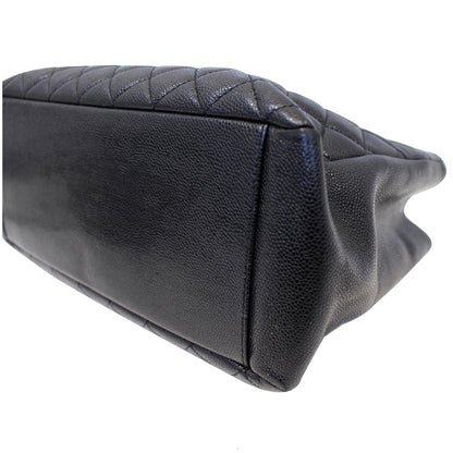 CHANEL Black Caviar Leather Grand Shopping Tote Bag