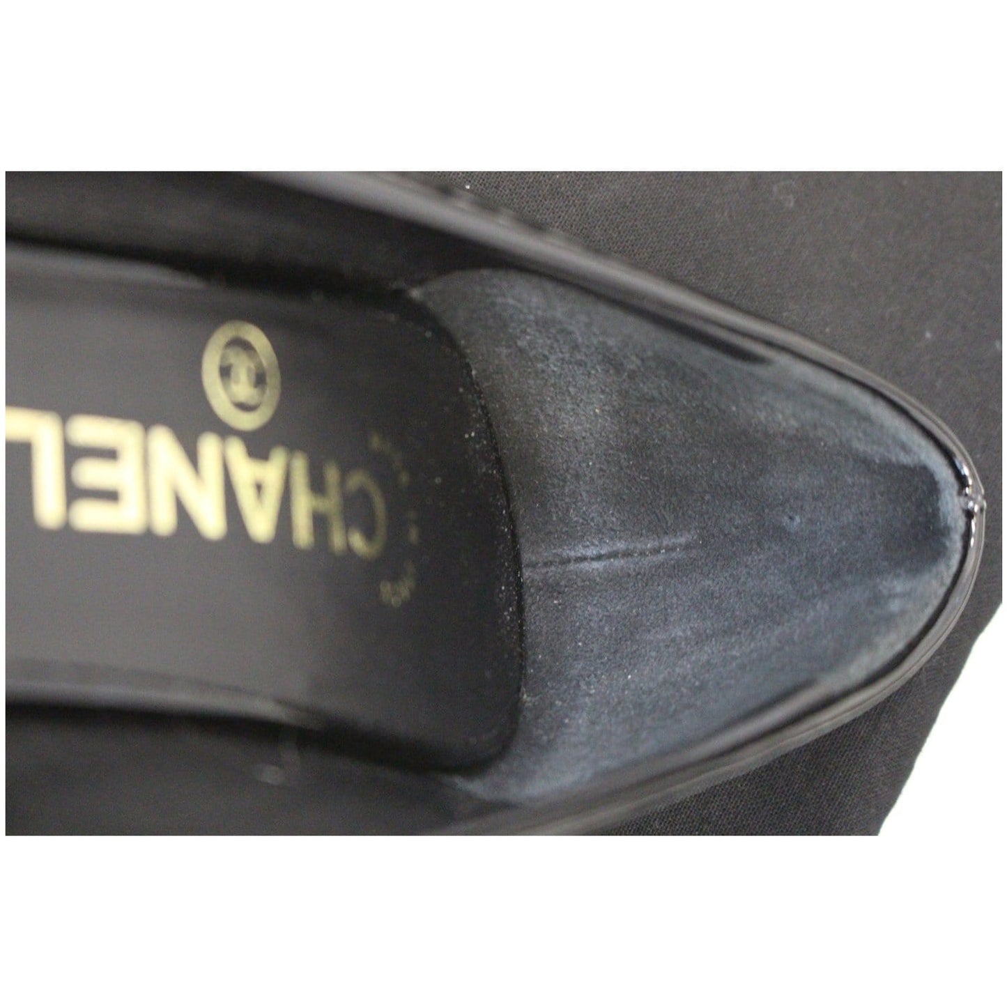CHANEL Black Leather Open Toe Pumps 39.1/2 Black