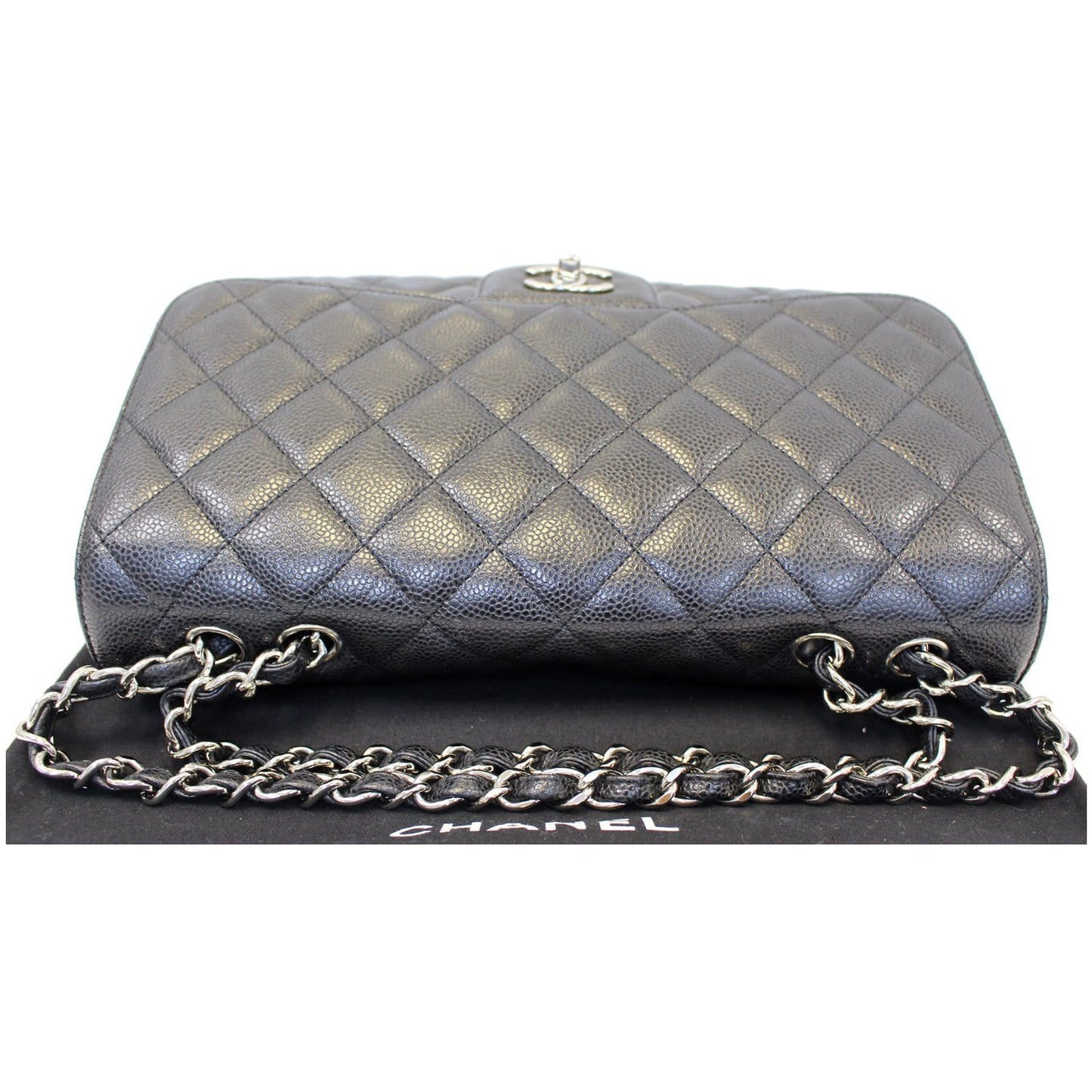 CHANEL Jumbo Classic Single Flap Caviar Leather Shoulder Bag Black