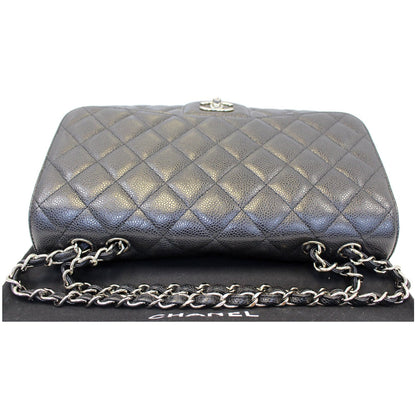 CHANEL Jumbo Classic Single Flap Caviar Leather Shoulder Bag Black