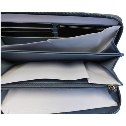 CHANEL Small Boy Long Caviar Leather Zip Around Wallet Blue
