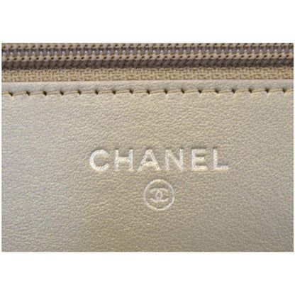 CHANEL Wallet on Chain WOC Metallic Leather Crossbody Bag Gold