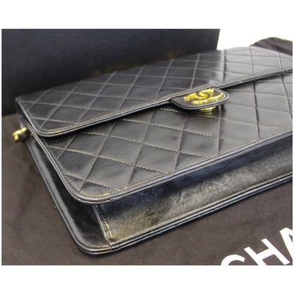 CHANEL Matelasse 25 Lambskin Leather Shoulder Bag Black