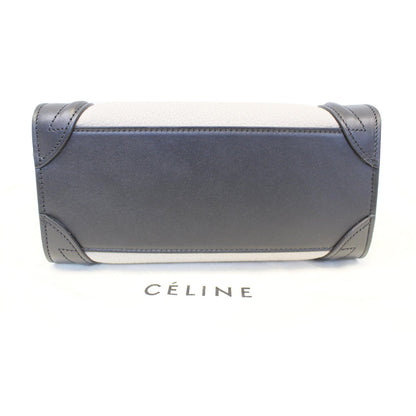 CELINE Nano Luggage Calfskin Leather and Suede Crossbody Bag Tricolor