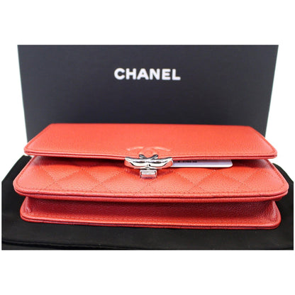 CHANEL Wallet on Chain Grained Calfskin Leather Shoulder Crossbody Bag