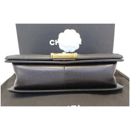 CHANEL Medium Boy Flap Lambskin Leather Shoulder Bag Black - 15% OFF