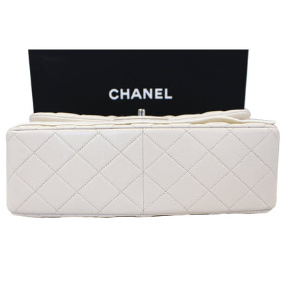 CHANEL Classic Jumbo Double Flap Caviar Leather Ivory Shoulder Bag