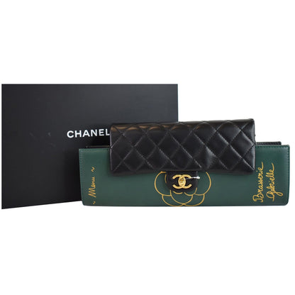 CHANEL Gabrielle Brasserie Menu Flap Calfskin Chain Clutch Bag Black