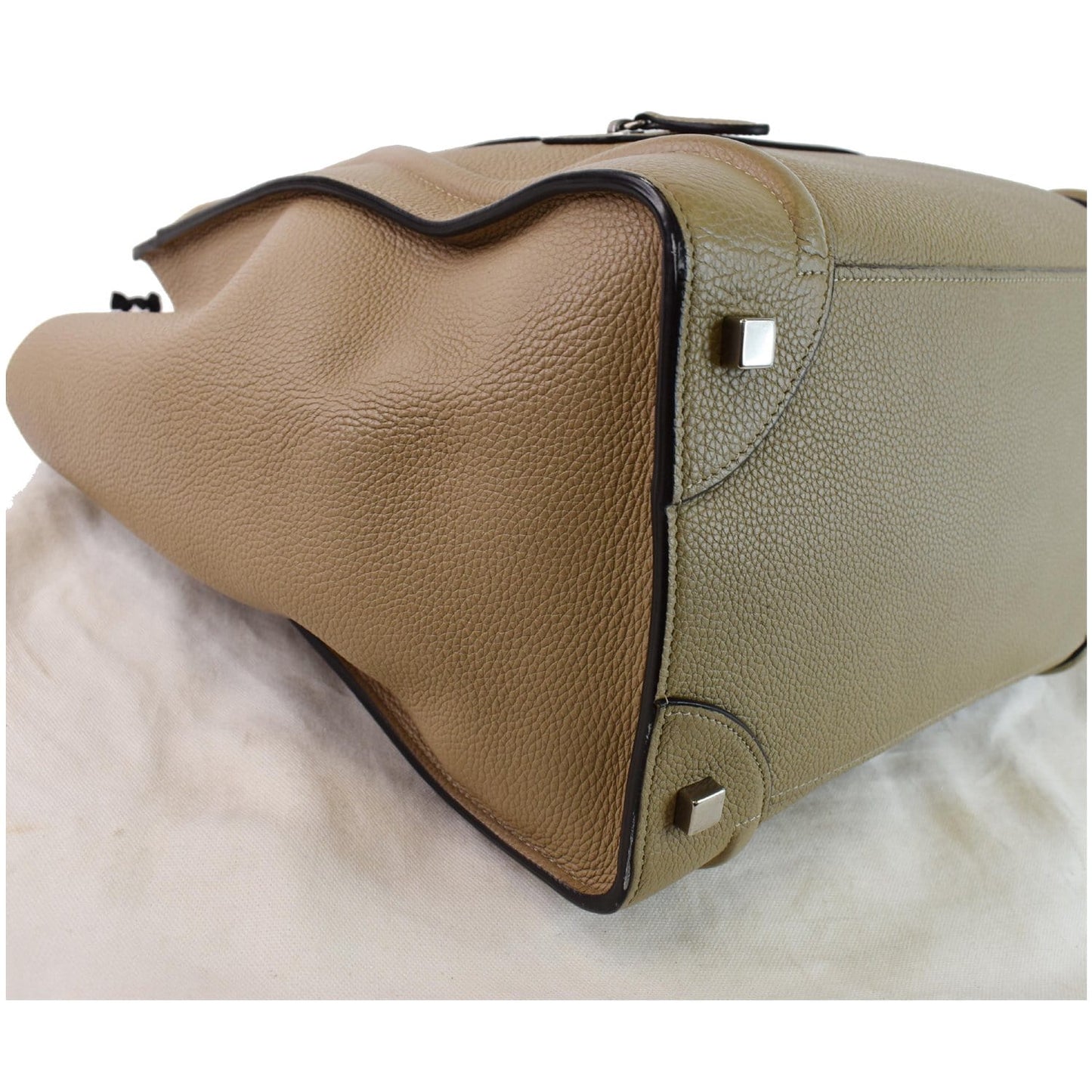 CELINE Drummed Calfskin Leather Mini Luggage Tote Bag Dune