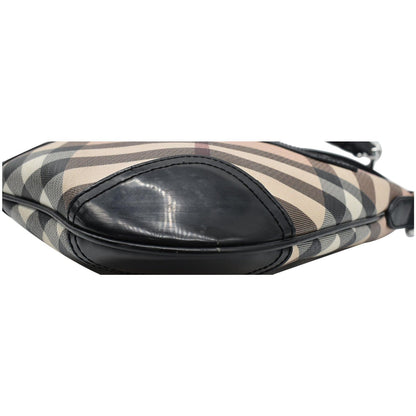BURBERRY Dryden Small Supernova Check Patent Leather Crossbody Bag Black