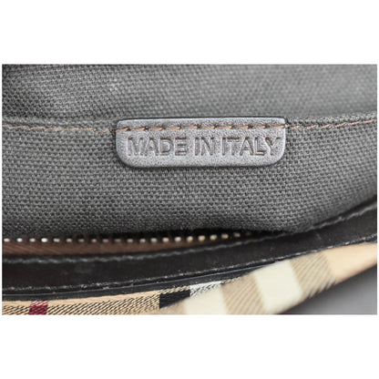 BURBERRY Gladstone Haymarket Check Leather Tote Shoulder Bag Chocolate