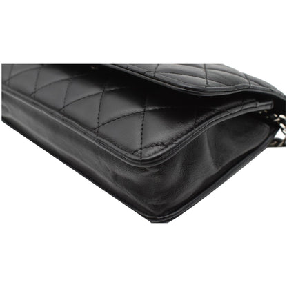 CHANEL WOC Lambskin Leather Chain Crossbody Bag Black