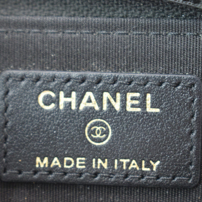 CHANEL Boy Small Zipped Quilted Caviar Coin Purse Wallet Black