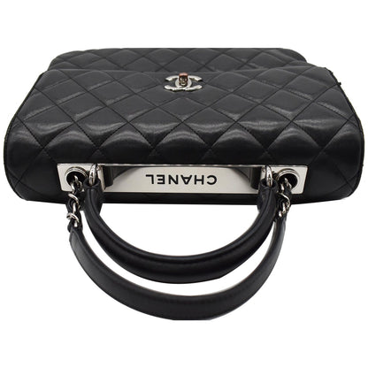CHANEL Trendy CC Large Flap Quilted Lambskin Leather Shoulder Bag Black