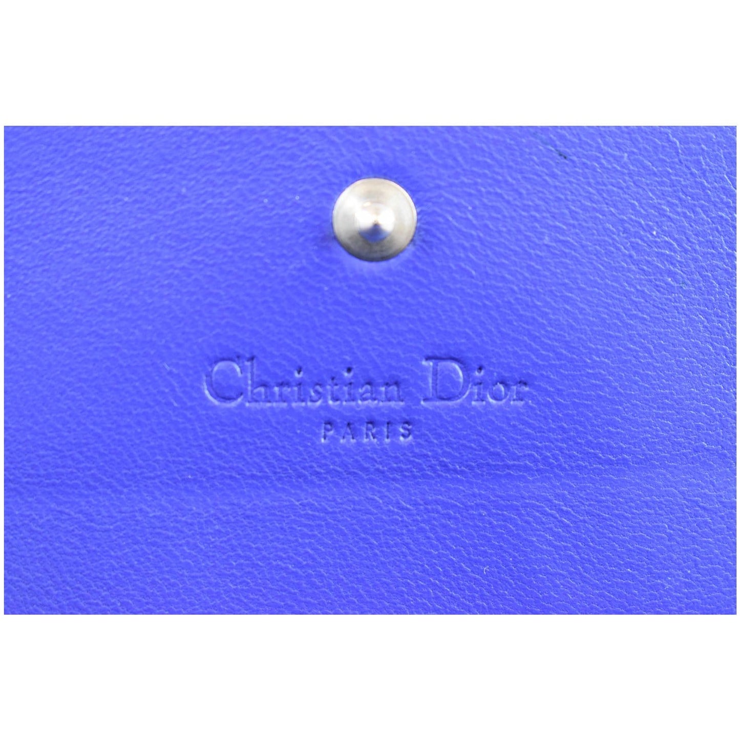 CHRISTIAN DIOR Cannage Lady Dior Charm Leather Wallet Blue - Last Call
