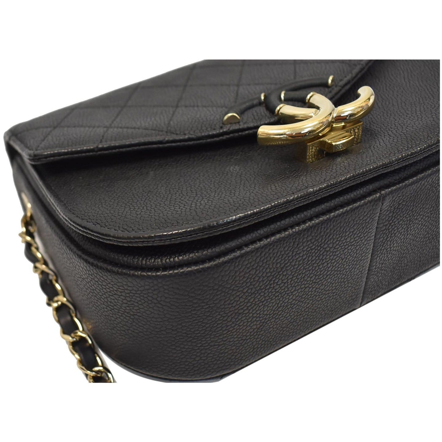 CHANEL Coco Cuba Quilted Grained Calfskin Leather Top Handle Bag Black