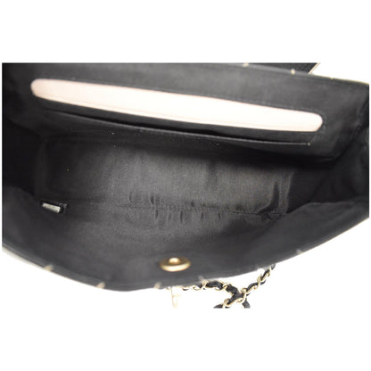 CHANEL Chevron Contrast Quilted Lambskin Flap Shoulder Bag Black