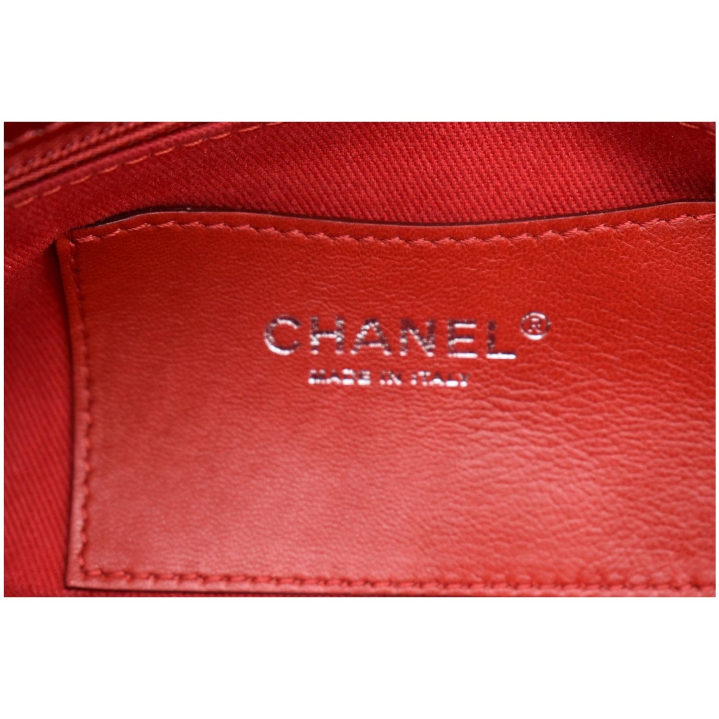 CHANEL Just Mademoiselle Patent Leather Bowling Bag Red