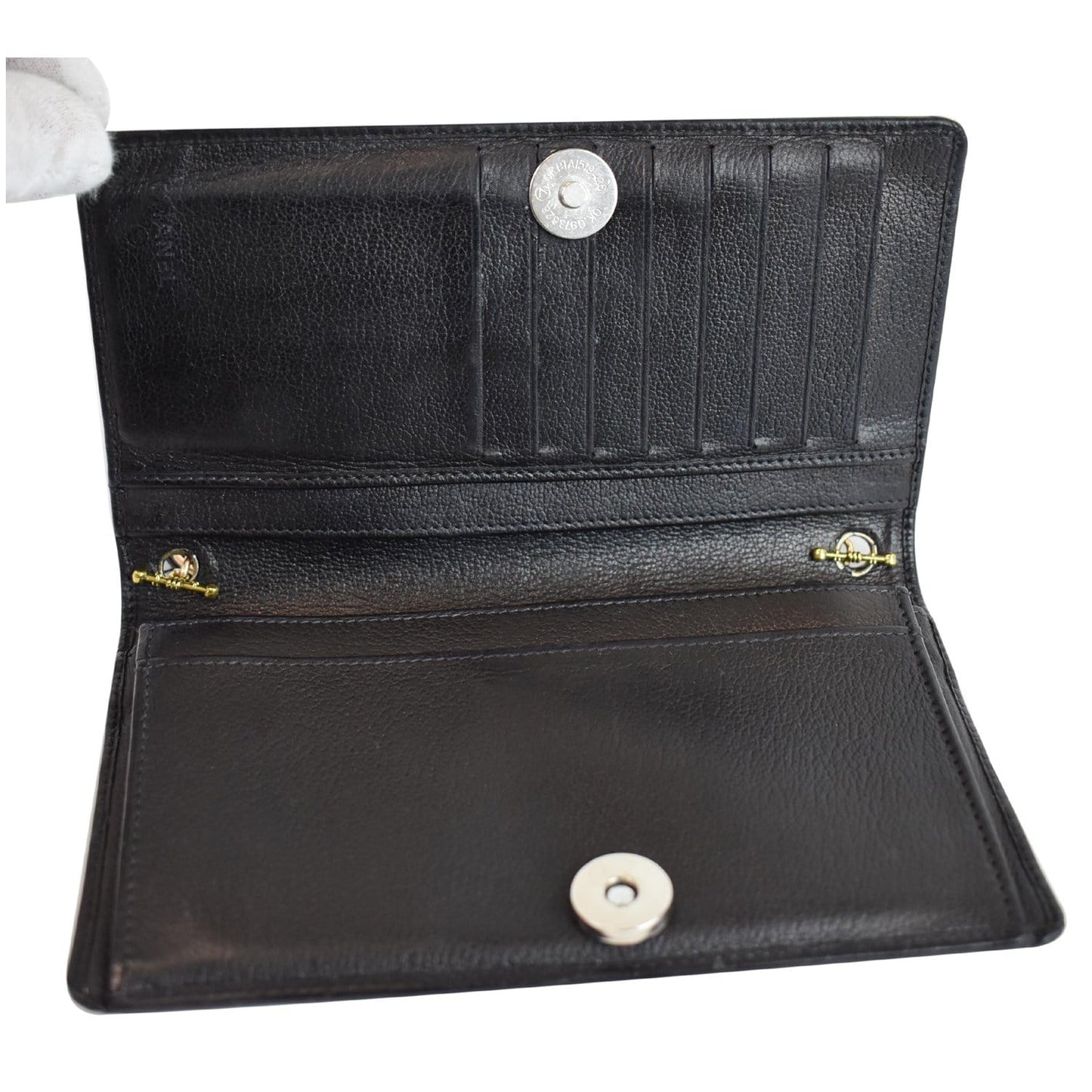 CHANEL Camellia Leather Wallet on Chain Shoulder Bag Black