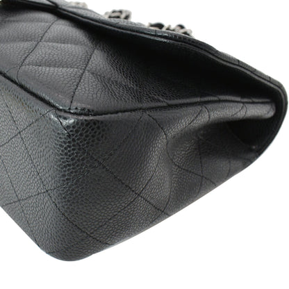 CHANEL Jumbo Classic Single Flap Caviar Leather Shoulder Bag Black