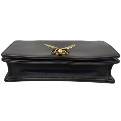 CHRISTIAN DIOR Bee Leather Pouch Clutch Bag Black - 20% OFF